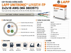 LAPP-3803971 / Cáp Tín Hiệu Chống Nhiễu LAPP UNITRONIC LiY(ST)Y-TP 2x2x18 AWG