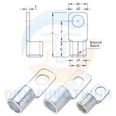SQNBS200-12 / Đầu Cosse Vuông Trần KST 200 mm2 - NON-INSULATED SQUARE TOUGUE TERMINALS