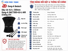 DONG-A-DACT300-4.8-L-WR / Dây Rút Nhựa Dong-A 4.8×300mm Chống UV