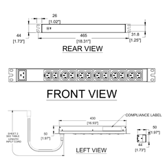 E12B01M / Thanh Phân Phối Điện Panduit - PDU Cơ Bản - 16A - (12)C13 - IEC Inlet - Đen