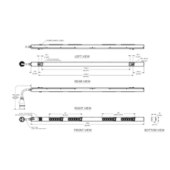 E24B11M / Thanh Phân Phối Điện Panduit - PDU Cơ Bản - 32A - (20)C13, (4)C19 - IEC 60309 2P+E 6h IP44-3M - Top Fed - Đen