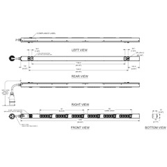 E30B06M / Thanh Phân Phối Điện Panduit - PDU Cơ Bản - 32A - (24)C13, (6)C19 - IEC 60309 2P+E 6h IP44-3M - Top Fed - Đen