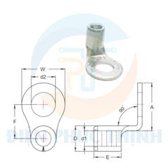 KST-RNBS22-5-90D / Đầu Cosse Tròn Trần 90 Độ KST 22 mm2 (50 Cái/Bịch) - NON-INSULATED RING TERMINALS