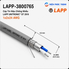 LAPP-3800765 /  Cáp Tín Hiệu Chống Nhiễu LAPP UNITRONIC ST 2919 1x2x24 AWG