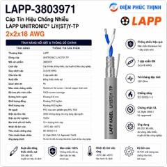 LAPP-3803971 / Cáp Tín Hiệu Chống Nhiễu LAPP UNITRONIC LiY(ST)Y-TP 2x2x18 AWG