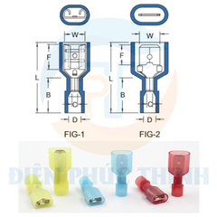 MDFN5-250-CLEAR / Đầu Cosse Ngắt Phụ Cách Điện Nylon (Đực) KST 4-6 mm - NYLON-FULLY INSULATED MALE DISCONNECTORS