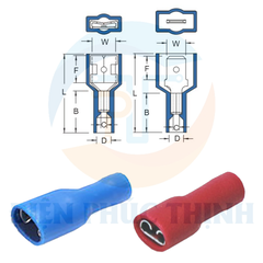 FDFNY2-250 / Đầu Cosse Ngắt Phụ Cách Điện Nylon (Cái) KST 1.5-2.5 mm - NYLON-FULLY INSULATED FEMALE DISCONNECTORS