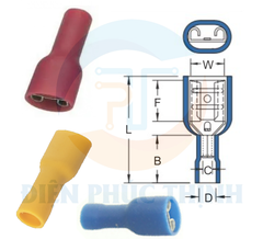 FDFV5-250 / Đầu Cosse Ngắt Phụ Cách Điện Hoàn Toàn KST 4-6 mm - VINYL-FULLY INSULATED FEMALE DISCONNECTORS