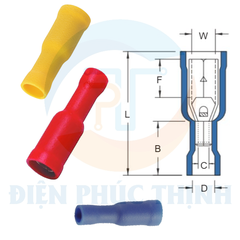 FRV1-156 / Đầu Cosse Ngắt Phụ Cách Điện Hoàn Toàn Bọc Nhựa (Cái) KST 0.5-1.5 mm - VINYL-FULLY INSULATED RECEPTACLE DISCONNECTORS