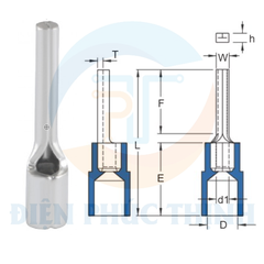 PTNYB10-12 / Đầu Cosse Pin Bọc Nhựa KST 10 mm - NYLON-INSULATED PIN TERMINALS