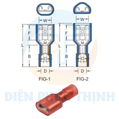 FDFNYD1-187(5) / Đầu Cosse Ngắt Phụ Cách Điện Nylon (Cái) Uốn Đôi KST 0.5-1.5 mm - NYLON-FULLY INSULATED DOUBLE CRIMP FEMALE DISCONNECTORS