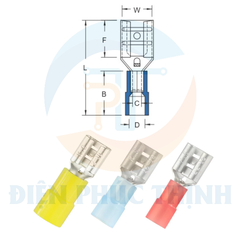 FDNY1-250 / Đầu Cosse Ngắt Phụ Cách Điện Nylon (Cái) KST 0.5-1.5 mm - NYLON-INSULATED FEMALE DISCONNECTORS