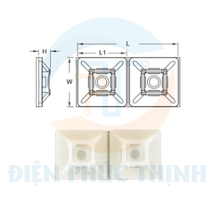HW-4AL2 / Giá Đỡ Dây Cáp - CABLE TIE MOUNTS - Size 28x28mm - Bịch 10 cặp