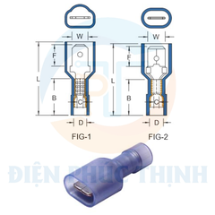 MDFNYD2-250 / Đầu Cosse Ngắt Phụ Cách Điện Nylon (Đực) Uốn Đôi KST 1.5-2.5 mm - NYLON-FULLY INSULATED DOUBLE CRIMP MALE DISCONNECTORS