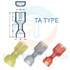 FDFNY5-250TA / Đầu Cosse Ngắt Phụ Cách Điện Nylon (Cái) Loại TA Dây Đôi KST 4-6 mm - NYLON-FULLY INSULATED TWIN WIRE FEMALE DISCONNECTORS (TA TYPE)