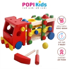 Đồ Chơi Gỗ Lắp Ráp Ô Tô Đa Năng Kèm Bộ Đập Bóng Phát Triển Kỹ Năng Vận Động Và Tư Duy Cho Bé - POPIKIDS