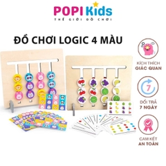 Bộ Trò Chơi Toán Học Tư Duy Logic 4 Màu Theo Thẻ Bằng Gỗ Cho Bé - Bộ Trò Chơi Montessori Four Color Game -POPIKIDS