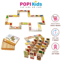 Bộ Domino Ghép Hình Nối Tiếp Gỗ Đẹp 28 Chi Tiết Giúp Bé Phát Triển Tư Duy Tăng Cường Và Khéo Léo -POPIKIDS