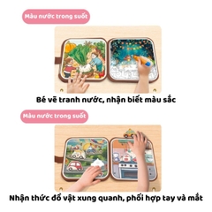 Cuốn Sổ Ma Thuật Montessori Bóc Dán, Tranh Tô Màu Nước Ma Thuật, Học Liệu Phát Triển Tư Duy Cho Bé Trai, Bé Gái 1-4 Tuổi