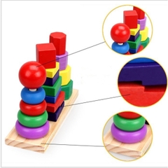 Đồ Chơi Gỗ Xếp Chồng 3 Cọc Loại To – Rèn Luyện Logic & Tăng Tương Tác Gia Đình- POPIKIDS
