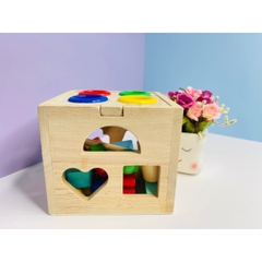 Đồ Chơi Gỗ Hộp Thả Hình Đập Bóng Hình Khối & Màu Sắc- Đồ Chơi Montessori Thông Minh Cho Bé- POPIKIDS