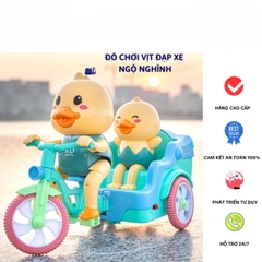 Đồ Chơi Vịt Vàng Đạp Xe, Có Nhạc Vui Nhộn Bánh Xe Phát Đèn Sáng, Nhựa An Toàn Cho Bé (Sử Dụng Pin)- POPIKIDS