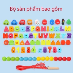 Đồ Chơi Xâu Hạt Gỗ 75 Chi Tiết Cực Dễ Thương Giúp Bé Rèn Luyện Sự Khéo Léo -POPIKIDS