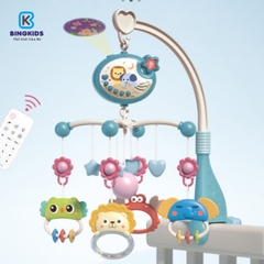 Đồ Chơi Treo Nôi Cũi Xoay 360 Độ Có Nhạc, Máy Chiếu Hình Ảnh Và Gặm Nướu Đa Năng Cho Bé Sơ Sinh -POPIKIDS