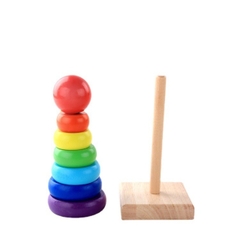 Tháp Mini Nhiều Màu Cho Bé Đồ Chơi Gỗ Màu Sắc Giải Trí Đồ chơi lắp ráp Hình Tháp Cho Bé - Đồ Chơi Cho Bé- POPIKIDS