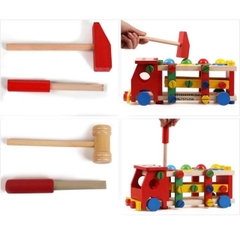 Đồ Chơi Gỗ Lắp Ráp Ô Tô Đa Năng Kèm Bộ Đập Bóng Phát Triển Kỹ Năng Vận Động Và Tư Duy Cho Bé - POPIKIDS