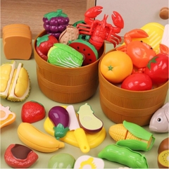 Bộ 3 Giỏ Cắt Hoa Quả 36 Chi Tiết – Đồ Chơi Trái Cây Bóc Vỏ, Thái Rau Củ Giúp Bé Học Về Thực Phẩm Và Kỹ Năng -POPIKIDS