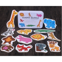 Đồ Chơi Bộ Ghép Hình Hộp Sắt 2 Mảnh Shapes Puzzle Thông Minh Phát Triển Trí Tuệ Cho Bé - POPIKIDS