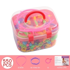 Đồ Chơi Lắp Ghép Xâu Hạt 550 Chi Tiết Cho Bé Thoả Sức Sáng Tạo Tập Làm Bờm, Vòng Tay, Nhẫn Và Trang Sức -POPIKIDS