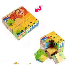 Bộ Xếp Hình Gỗ 3x3 6 Mặt Với 9 Miếng Ghép Đa Dạng Giúp Bé Phát Triển Tư Duy, Sáng Tạo Giải Quyết Vấn Đề - POPIKIDS