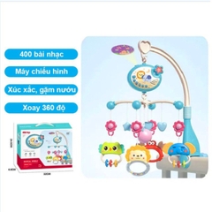 Đồ Chơi Treo Nôi Cũi Xoay 360 Độ Có Nhạc, Máy Chiếu Hình Ảnh Và Gặm Nướu Đa Năng Cho Bé Sơ Sinh -POPIKIDS
