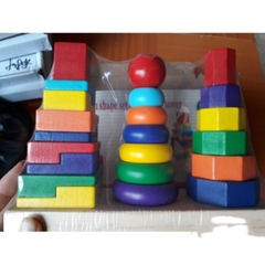 Đồ Chơi Gỗ Xếp Chồng 3 Cọc Loại To – Rèn Luyện Logic & Tăng Tương Tác Gia Đình- POPIKIDS