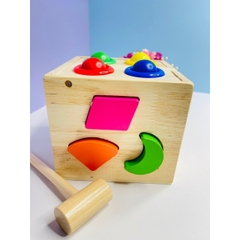 Đồ Chơi Gỗ Hộp Thả Hình Đập Bóng Hình Khối & Màu Sắc- Đồ Chơi Montessori Thông Minh Cho Bé- POPIKIDS