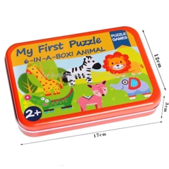 My First Puzzle 3-6 Mảnh Hộp Sắt Loại 1 - Bộ Trò Chơi Ghép Hình Cho Bé Phát Triển Tư Duy Và Khéo Léo - POPIKIDS