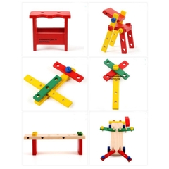 Đồ Chơi Gỗ Lắp Ráp Ô Tô Đa Năng Kèm Bộ Đập Bóng Phát Triển Kỹ Năng Vận Động Và Tư Duy Cho Bé - POPIKIDS