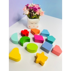 Đồ Chơi Gỗ Hộp Thả Hình Đập Bóng Hình Khối & Màu Sắc- Đồ Chơi Montessori Thông Minh Cho Bé- POPIKIDS