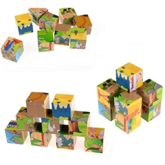 Bộ Xếp Hình Gỗ 3x3 6 Mặt Với 9 Miếng Ghép Đa Dạng Giúp Bé Phát Triển Tư Duy, Sáng Tạo Giải Quyết Vấn Đề - POPIKIDS