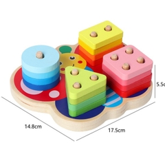 Đồ Chơi Thả Khối Hình Bướm Bằng Gỗ Cho Bé – Thả Hình Xếp Cọc Rèn Kỹ Năng Tư Duy, Nhận Biết Hình Khối Và Màu Sắc- POPIKIDS