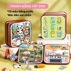 Cuốn Sổ Ma Thuật Montessori Bóc Dán, Tranh Tô Màu Nước Ma Thuật, Học Liệu Phát Triển Tư Duy Cho Bé Trai, Bé Gái 1-4 Tuổi