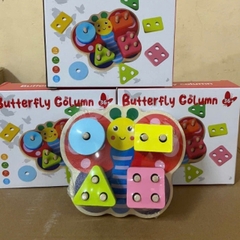 Đồ Chơi Thả Khối Hình Bướm Bằng Gỗ Cho Bé – Thả Hình Xếp Cọc Rèn Kỹ Năng Tư Duy, Nhận Biết Hình Khối Và Màu Sắc- POPIKIDS