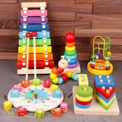 Combo 6 Món Đồ Chơi Gỗ Montessori – Bé Vừa Học Vừa Chơi, Phát Triển Toàn Diện Combo 6 loại 1 (thả khối vuông loại to 12cm)- POPIKIDS