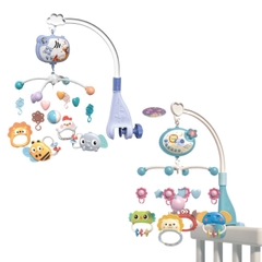 Đồ Chơi Treo Nôi Cũi Xoay 360 Độ Có Nhạc, Máy Chiếu Hình Ảnh Và Gặm Nướu Đa Năng Cho Bé Sơ Sinh -POPIKIDS