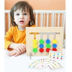 Bộ Trò Chơi Toán Học Tư Duy Logic 4 Màu Theo Thẻ Bằng Gỗ Cho Bé - Bộ Trò Chơi Montessori Four Color Game -POPIKIDS