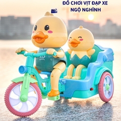 Đồ Chơi Vịt Vàng Đạp Xe, Có Nhạc Vui Nhộn Bánh Xe Phát Đèn Sáng, Nhựa An Toàn Cho Bé (Sử Dụng Pin)- POPIKIDS
