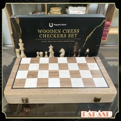 Bộ Cờ Vua 2 Trong 1 Nam Châm Gỗ Tần Bì Cao Cấp | Bàn Gập 39x39x2.5cm | Chất Lượng Cho Người Lớn Và Trẻ Em - POPIKIDS