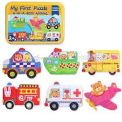 My First Puzzle 3-6 Mảnh Hộp Sắt Loại 1 - Bộ Trò Chơi Ghép Hình Cho Bé Phát Triển Tư Duy Và Khéo Léo - POPIKIDS